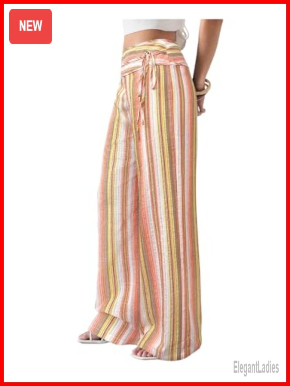 Striped Low Rise Baggy Travel Trousers Casual Loungewear Women